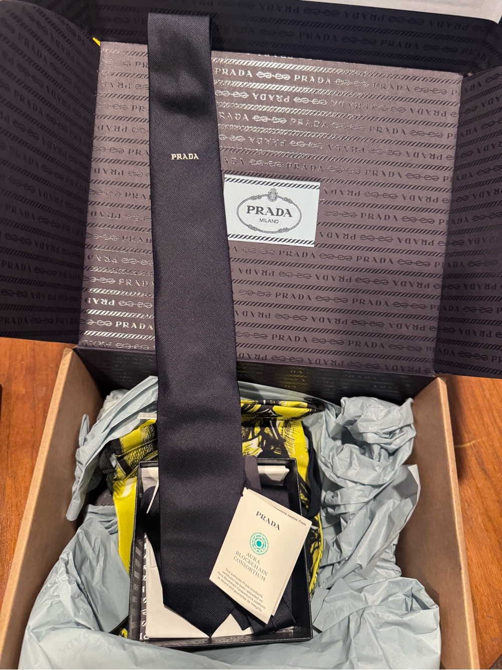 Prada Navy Silk Tie